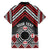 Personalised Aotearoa Niho Taniwha Motif Family Matching Off Shoulder Maxi Dress and Hawaiian Shirt Red Style