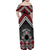 Personalised Aotearoa Niho Taniwha Motif Family Matching Off Shoulder Maxi Dress and Hawaiian Shirt Red Style