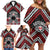 Personalised Aotearoa Niho Taniwha Motif Family Matching Off Shoulder Short Dress and Hawaiian Shirt Red Style