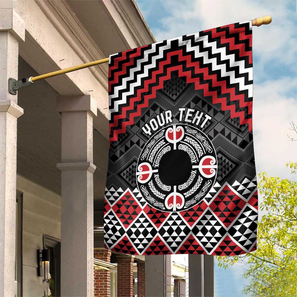 Personalised Aotearoa Niho Taniwha Motif Garden Flag Red Style