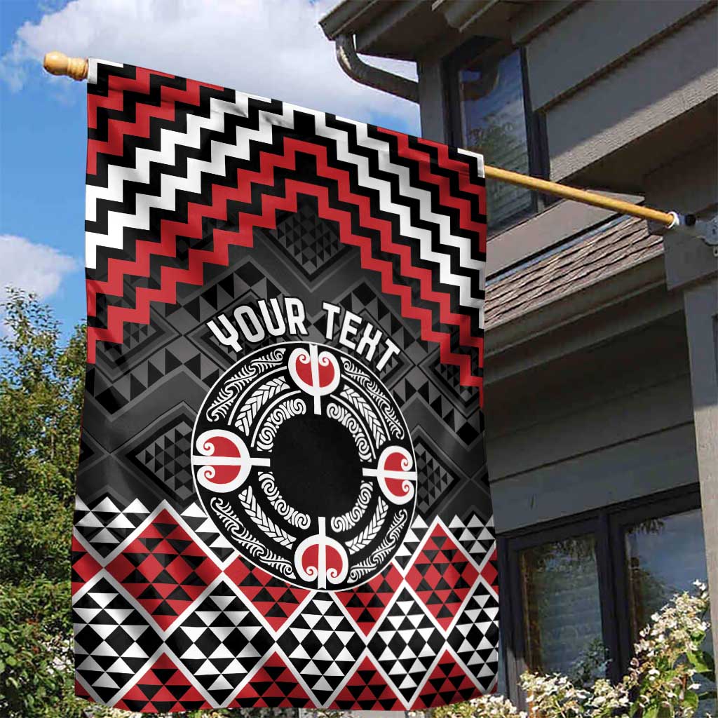 Personalised Aotearoa Niho Taniwha Motif Garden Flag Red Style LT9 - Polynesian Pride