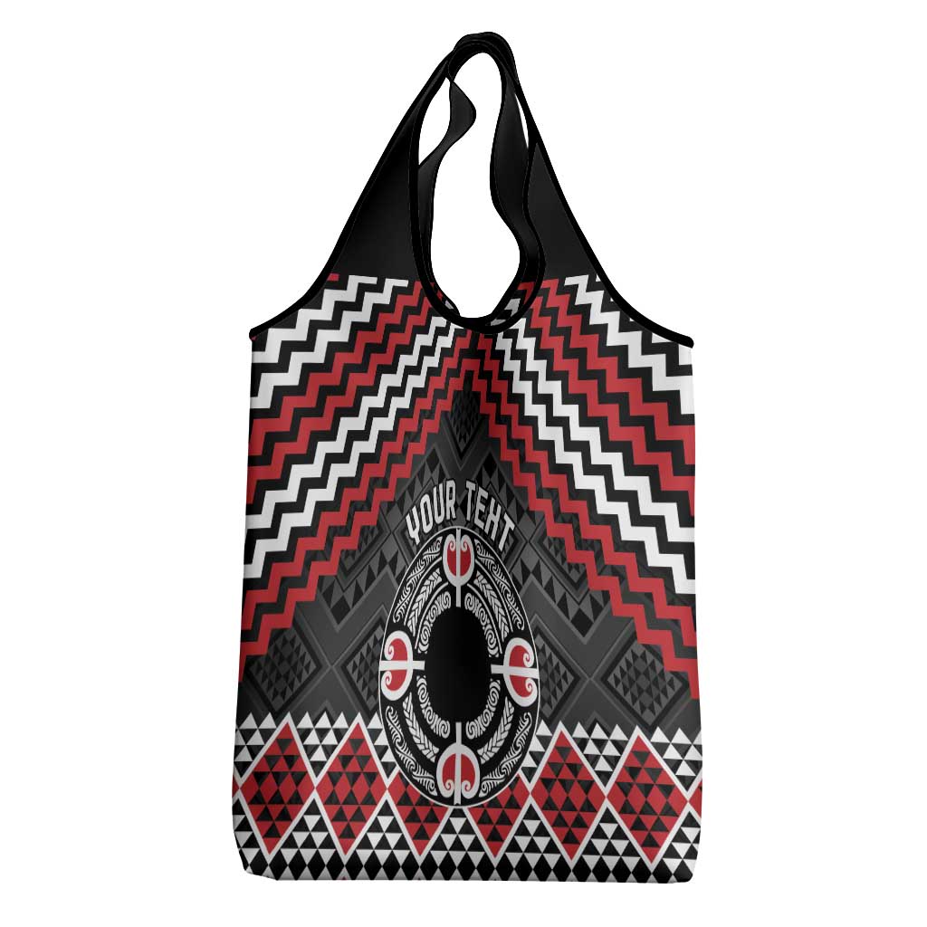 Personalised Aotearoa Niho Taniwha Motif Grocery Bag Red Style LT9 - Polynesian Pride