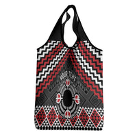 Personalised Aotearoa Niho Taniwha Motif Grocery Bag Red Style LT9 - Polynesian Pride