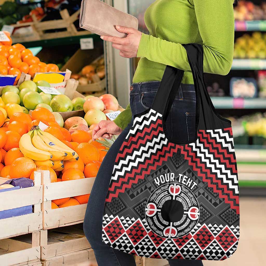 Personalised Aotearoa Niho Taniwha Motif Grocery Bag Red Style LT9 - Polynesian Pride