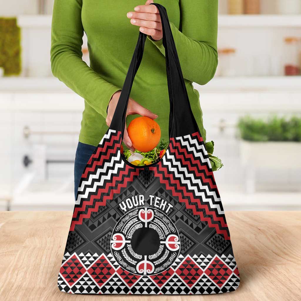 Personalised Aotearoa Niho Taniwha Motif Grocery Bag Red Style LT9 - Polynesian Pride