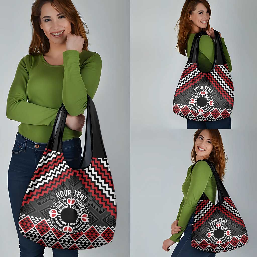 Personalised Aotearoa Niho Taniwha Motif Grocery Bag Red Style LT9 - Polynesian Pride