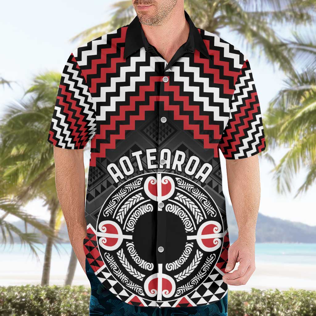 Personalised Aotearoa Niho Taniwha Motif Hawaiian Shirt Red Style LT9 - Polynesian Pride