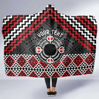 Personalised Aotearoa Niho Taniwha Motif Hooded Blanket Red Style LT9 One Size Red - Polynesian Pride