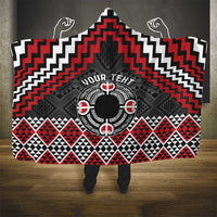 Personalised Aotearoa Niho Taniwha Motif Hooded Blanket Red Style LT9 - Polynesian Pride