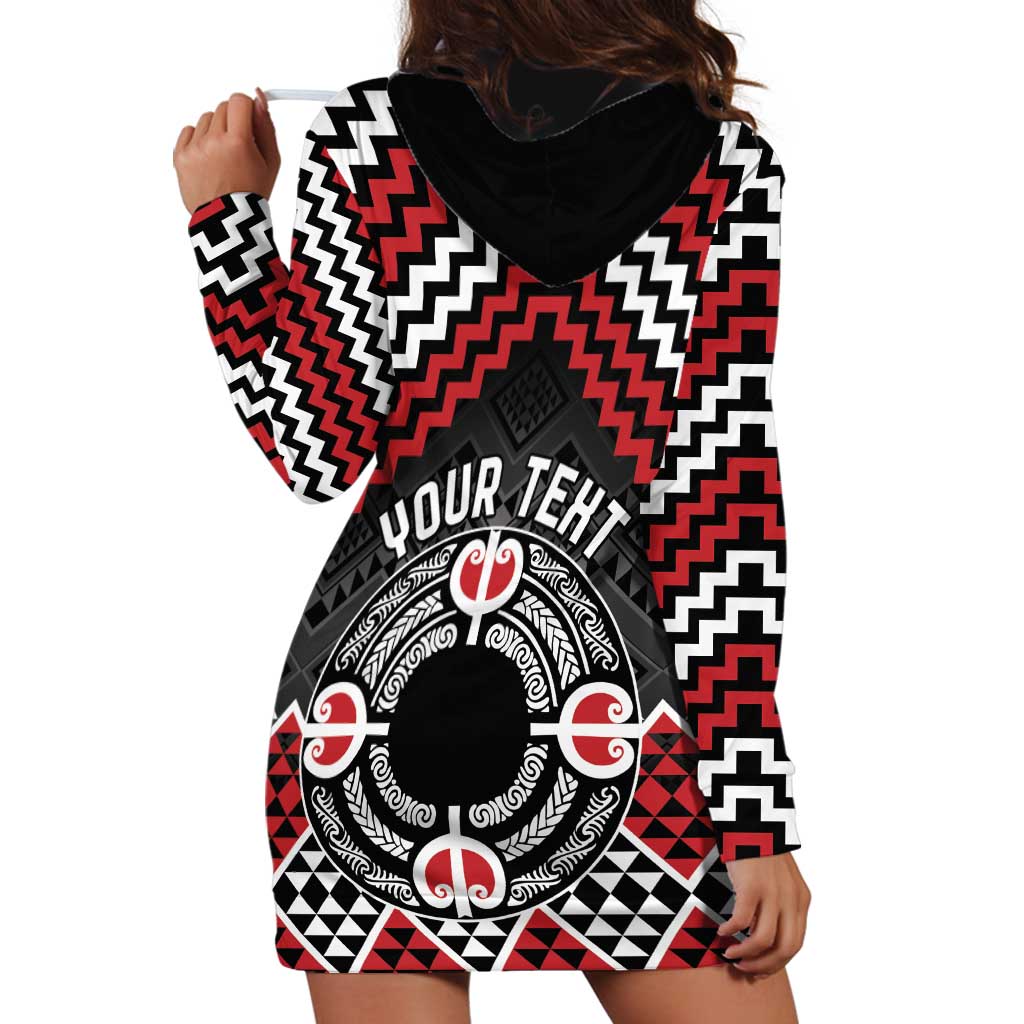 Personalised Aotearoa Niho Taniwha Motif Hoodie Dress Red Style LT9 - Polynesian Pride