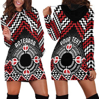 Personalised Aotearoa Niho Taniwha Motif Hoodie Dress Red Style LT9 - Polynesian Pride