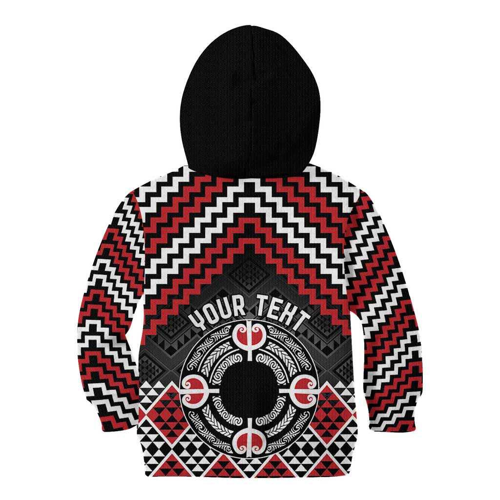 Personalised Aotearoa Niho Taniwha Motif Kid Hoodie Red Style