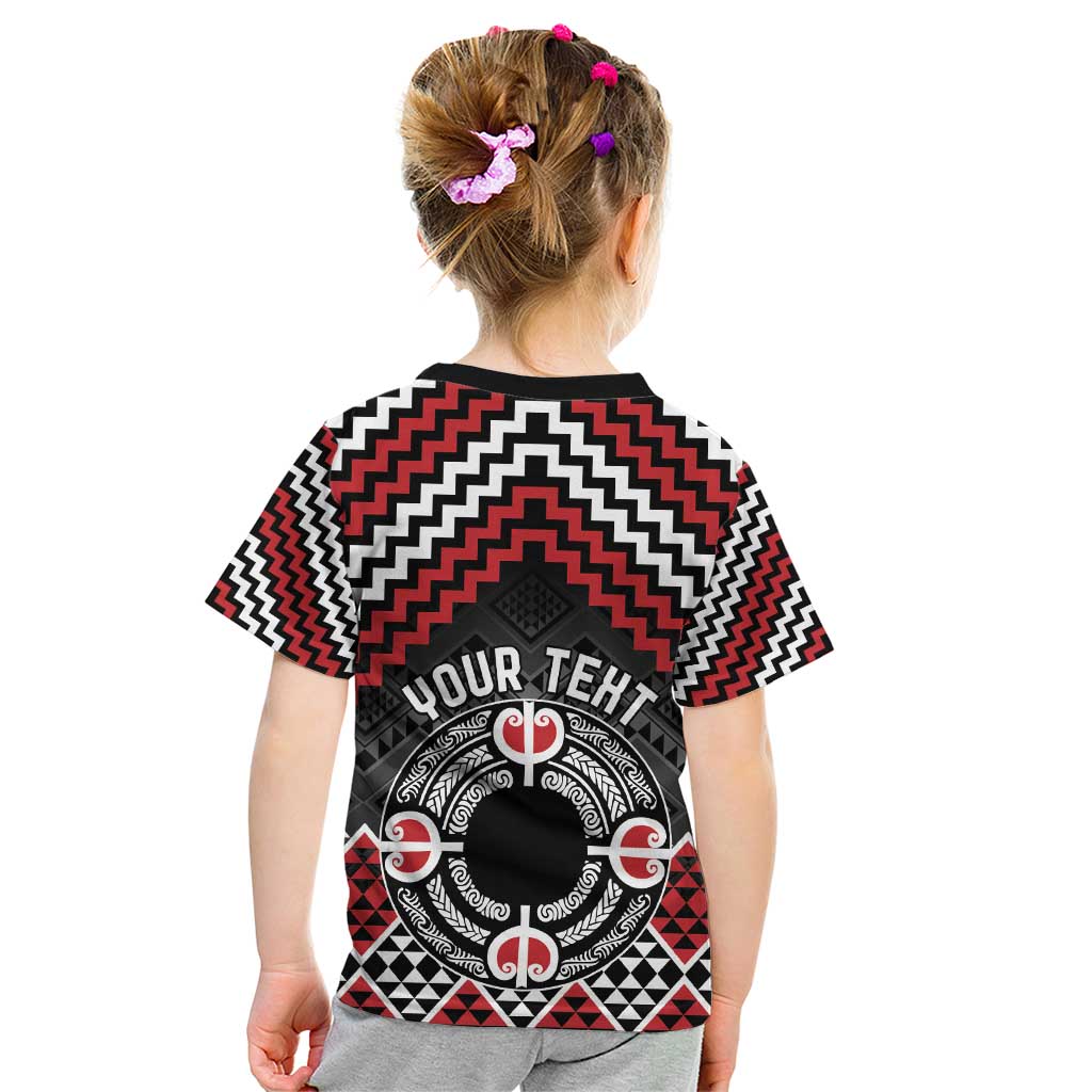 Personalised Aotearoa Niho Taniwha Motif Kid T Shirt Red Style