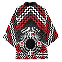Personalised Aotearoa Niho Taniwha Motif Kimono Red Style - Polynesian Pride