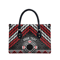 Personalised Aotearoa Niho Taniwha Motif Leather Bag Red Style - Polynesian Pride