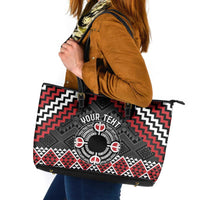 Personalised Aotearoa Niho Taniwha Motif Leather Tote Bag Red Style LT9 Red - Polynesian Pride