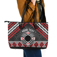 Personalised Aotearoa Niho Taniwha Motif Leather Tote Bag Red Style LT9 - Polynesian Pride