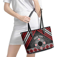Personalised Aotearoa Niho Taniwha Motif Leather Tote Bag Red Style LT9 - Polynesian Pride