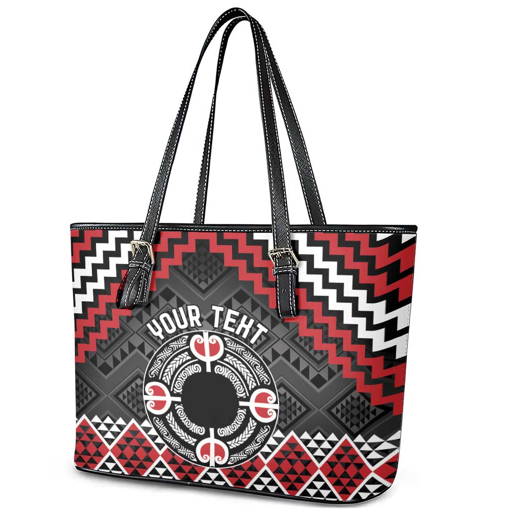 Personalised Aotearoa Niho Taniwha Motif Leather Tote Bag Red Style LT9 - Polynesian Pride