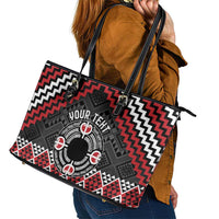 Personalised Aotearoa Niho Taniwha Motif Leather Tote Bag Red Style LT9 - Polynesian Pride