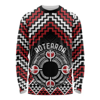 Personalised Aotearoa Niho Taniwha Motif Long Sleeve Shirt Red Style LT9 Unisex Red - Polynesian Pride
