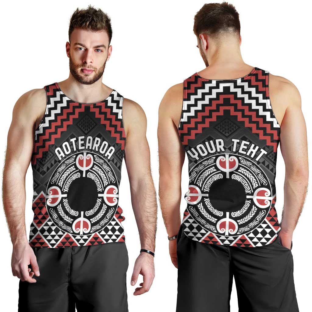 Personalised Aotearoa Niho Taniwha Motif Men Tank Top Red Style LT9 - Polynesian Pride