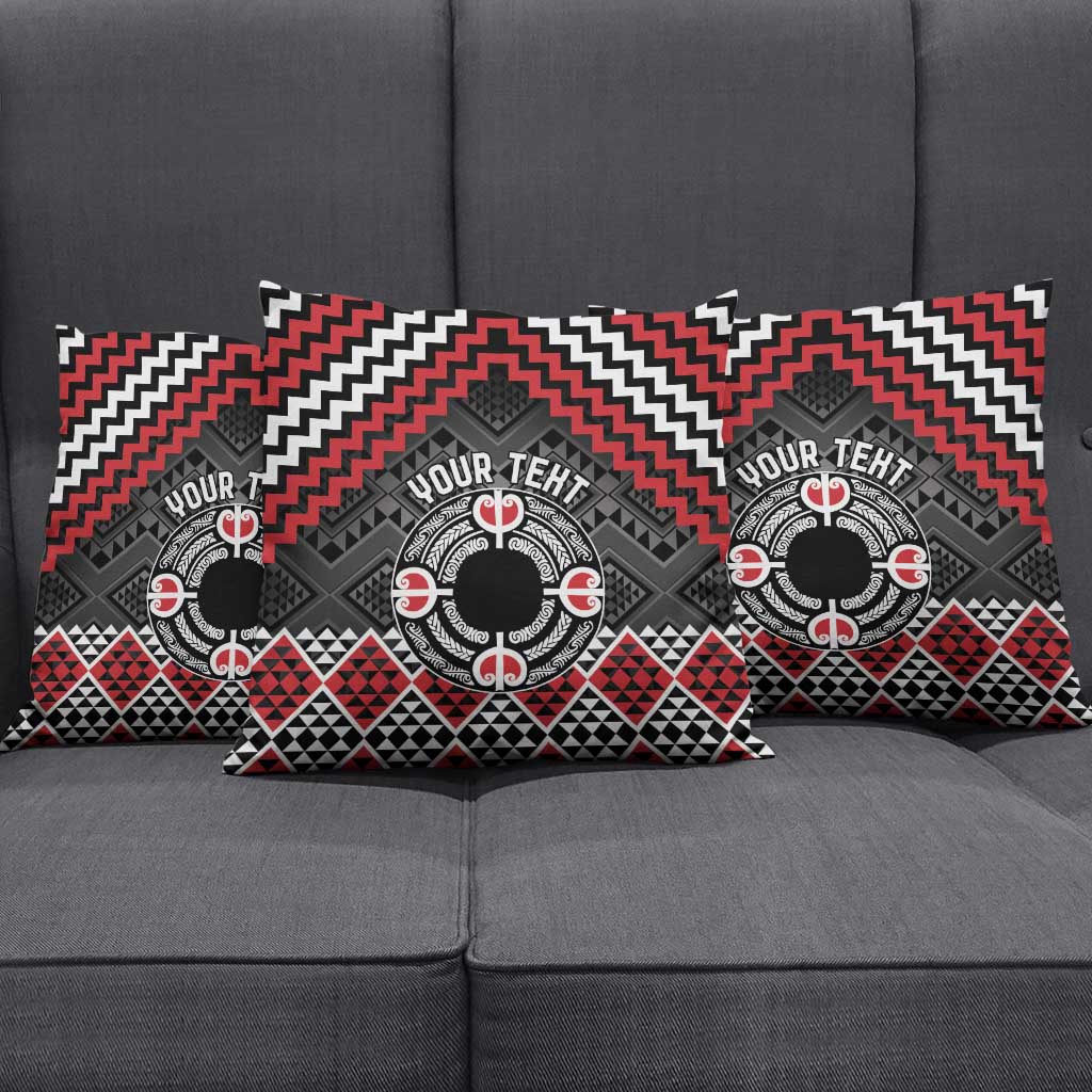 Personalised Aotearoa Niho Taniwha Motif Pillow Cover Red Style - Polynesian Pride