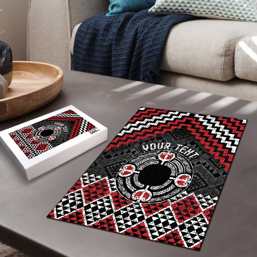 Personalised Aotearoa Niho Taniwha Motif Puzzle Red Style - Polynesian Pride