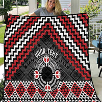 Personalised Aotearoa Niho Taniwha Motif Quilt Red Style