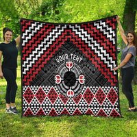 Personalised Aotearoa Niho Taniwha Motif Quilt Red Style