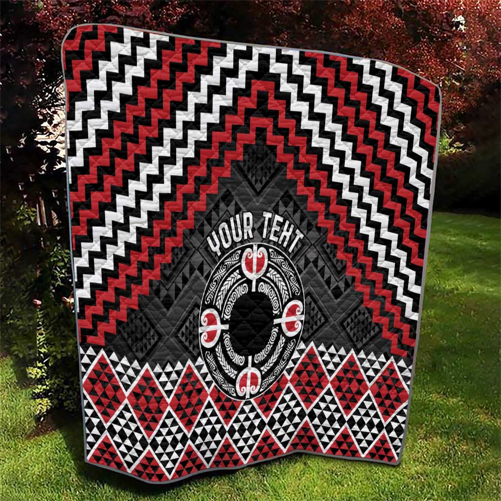 Personalised Aotearoa Niho Taniwha Motif Quilt Red Style