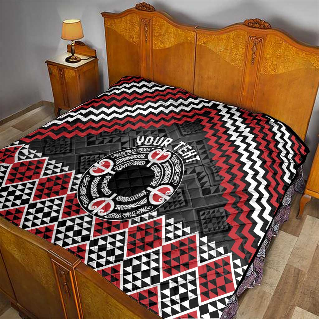 Personalised Aotearoa Niho Taniwha Motif Quilt Red Style