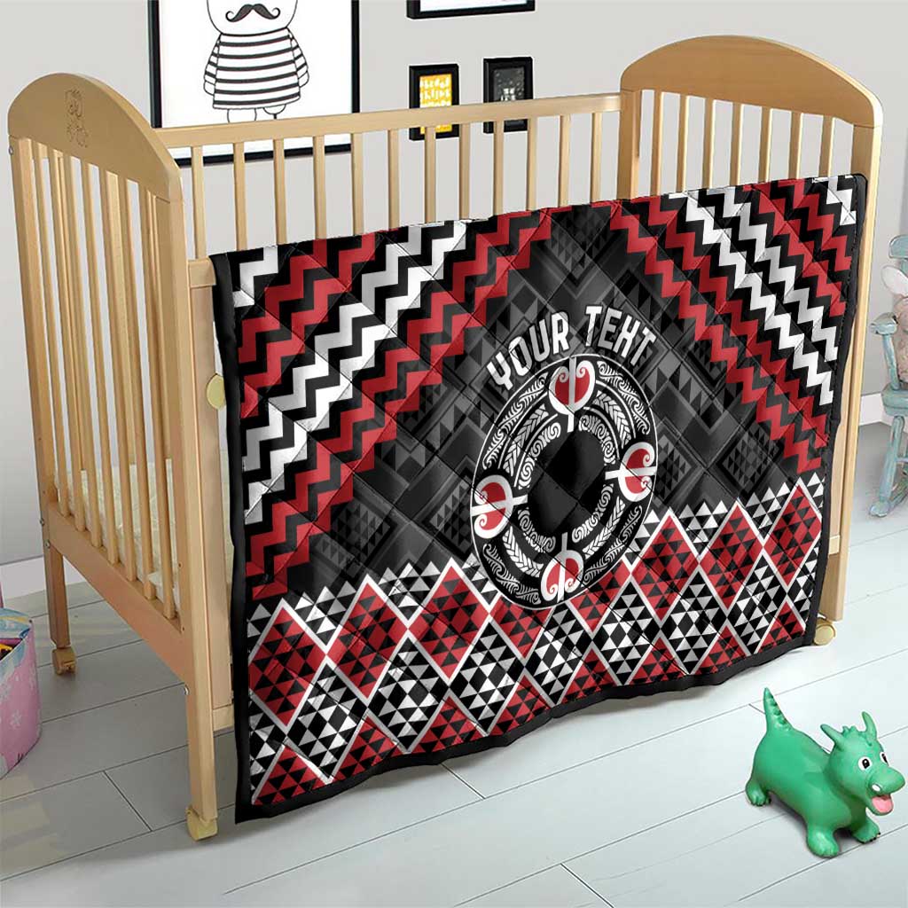Personalised Aotearoa Niho Taniwha Motif Quilt Red Style