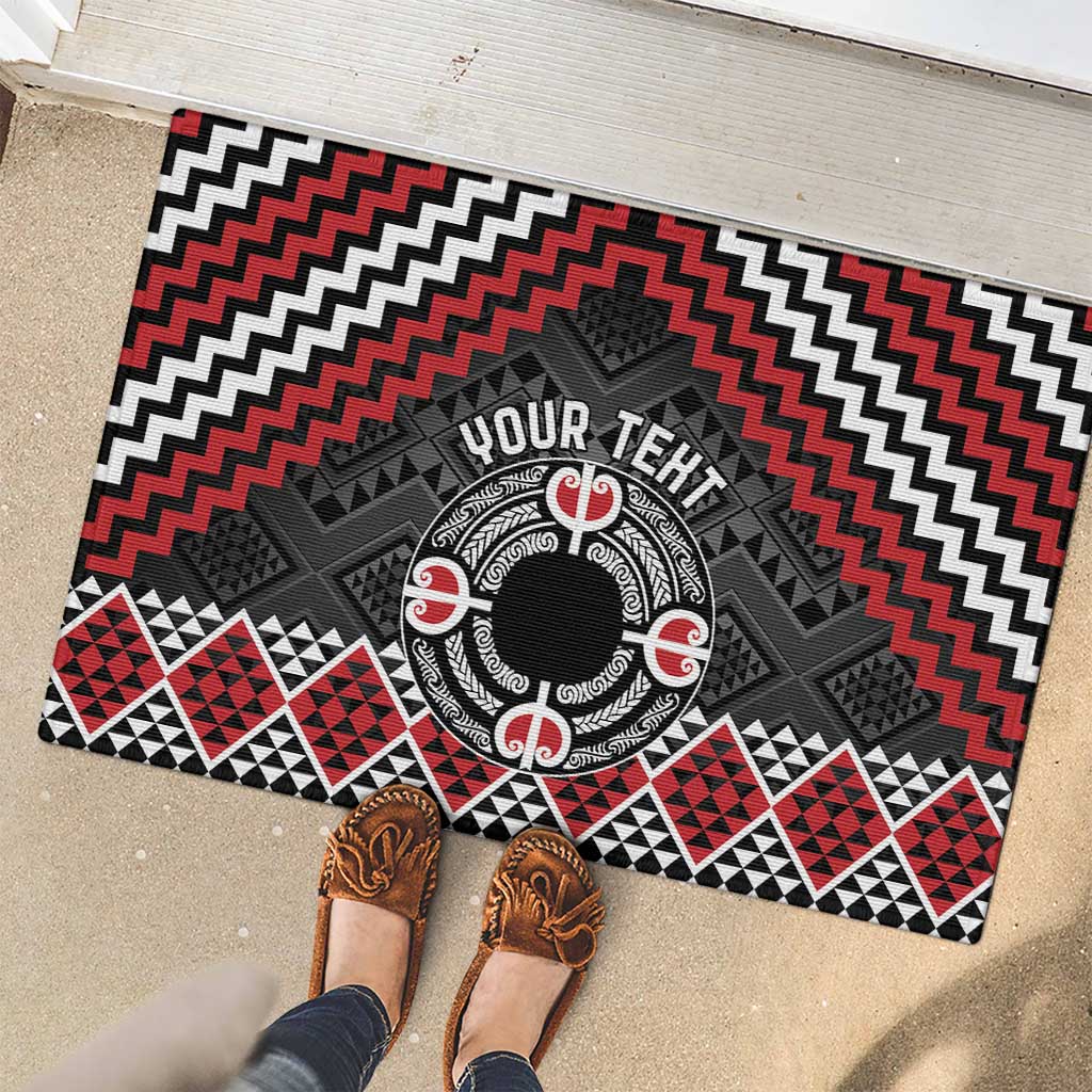 Personalised Aotearoa Niho Taniwha Motif Rubber Doormat Red Style LT9 - Polynesian Pride