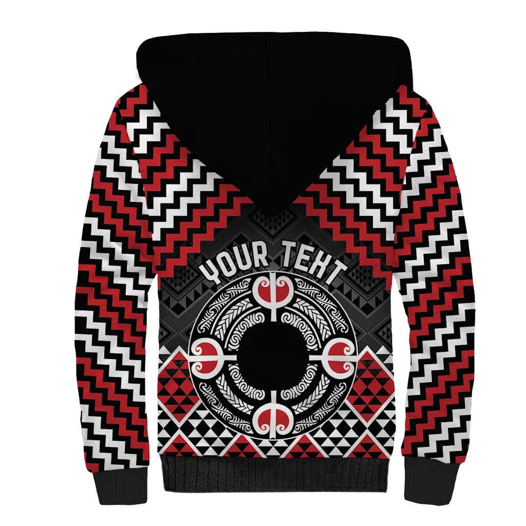 Personalised Aotearoa Niho Taniwha Motif Sherpa Hoodie Red Style LT9 - Polynesian Pride