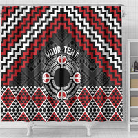 Personalised Aotearoa Niho Taniwha Motif Shower Curtain Red Style