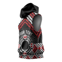 Personalised Aotearoa Niho Taniwha Motif Sleeveless Hoodie Red Style - Polynesian Pride