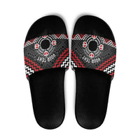 Personalised Aotearoa Niho Taniwha Motif Slide Sandals Red Style - Polynesian Pride