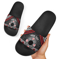 Personalised Aotearoa Niho Taniwha Motif Slide Sandals Red Style - Polynesian Pride