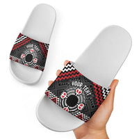 Personalised Aotearoa Niho Taniwha Motif Slide Sandals Red Style - Polynesian Pride