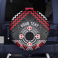 Personalised Aotearoa Niho Taniwha Motif Spare Tire Cover Red Style LT9 No hole Red - Polynesian Pride