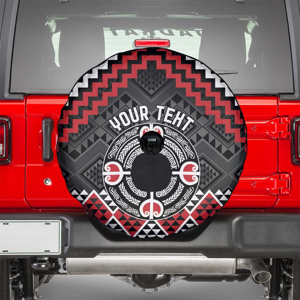 Personalised Aotearoa Niho Taniwha Motif Spare Tire Cover Red Style LT9 - Polynesian Pride