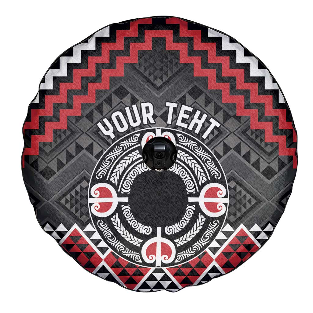 Personalised Aotearoa Niho Taniwha Motif Spare Tire Cover Red Style LT9 - Polynesian Pride