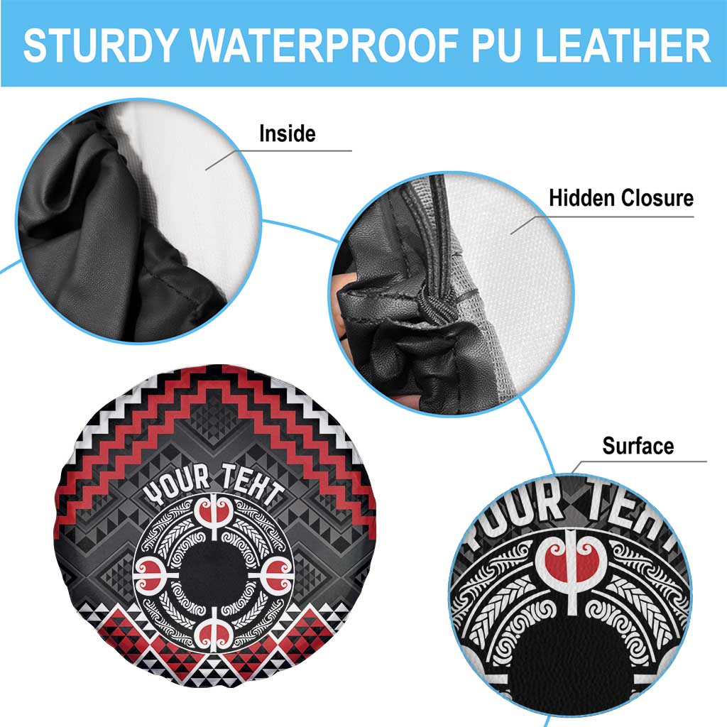 Personalised Aotearoa Niho Taniwha Motif Spare Tire Cover Red Style LT9 - Polynesian Pride