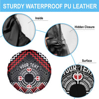 Personalised Aotearoa Niho Taniwha Motif Spare Tire Cover Red Style LT9 - Polynesian Pride