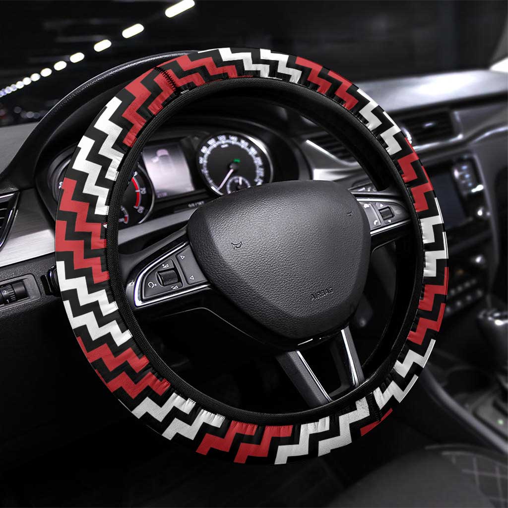 Aotearoa Niho Taniwha Motif Steering Wheel Cover Red Style LT9 Universal Fit Red - Polynesian Pride
