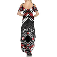 Personalised Aotearoa Niho Taniwha Motif Summer Maxi Dress Red Style LT9 - Polynesian Pride