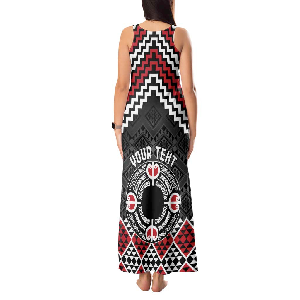 Personalised Aotearoa Niho Taniwha Motif Tank Maxi Dress Red Style LT9 - Polynesian Pride