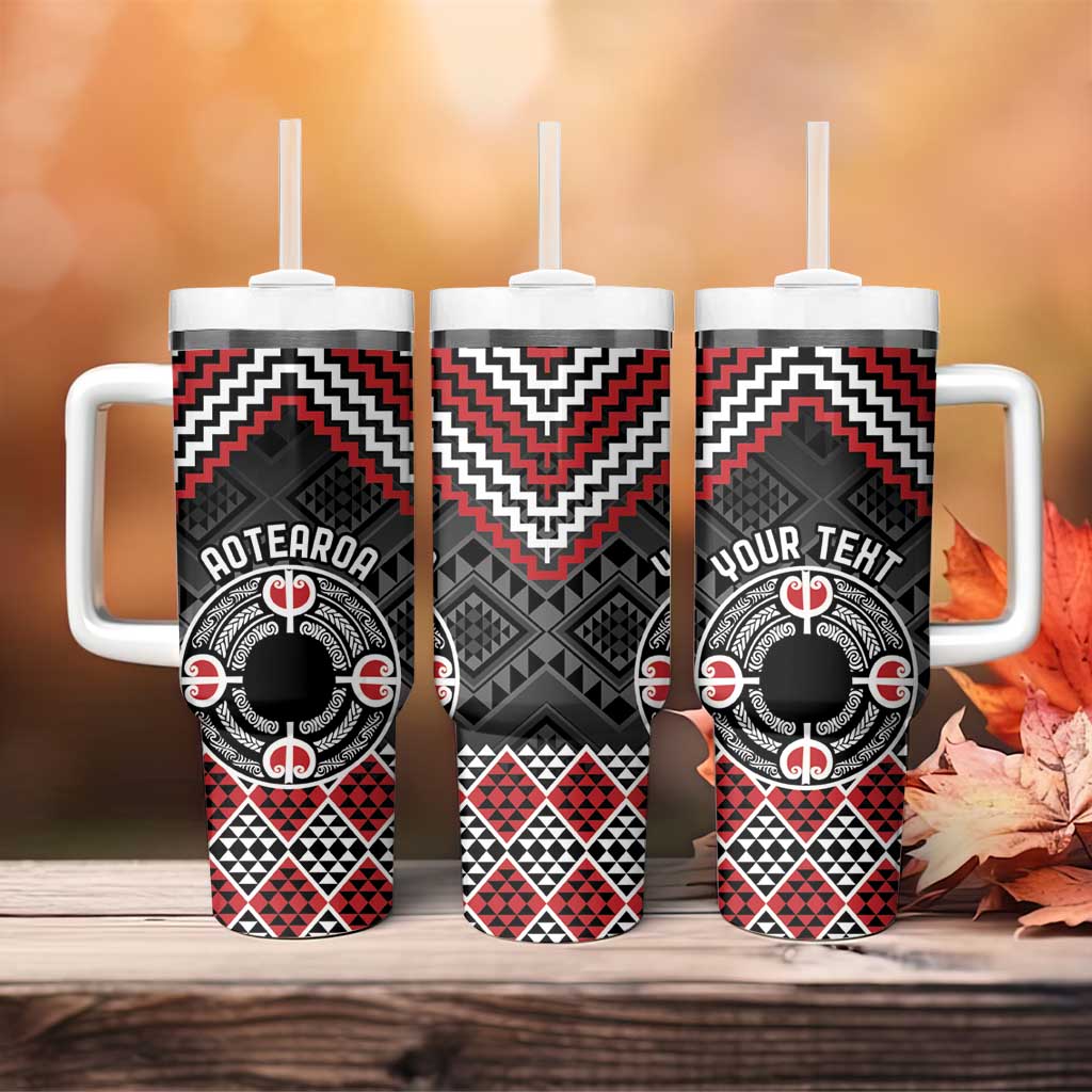 Personalised Aotearoa Niho Taniwha Motif Tumbler With Handle Red Style LT9 - Polynesian Pride
