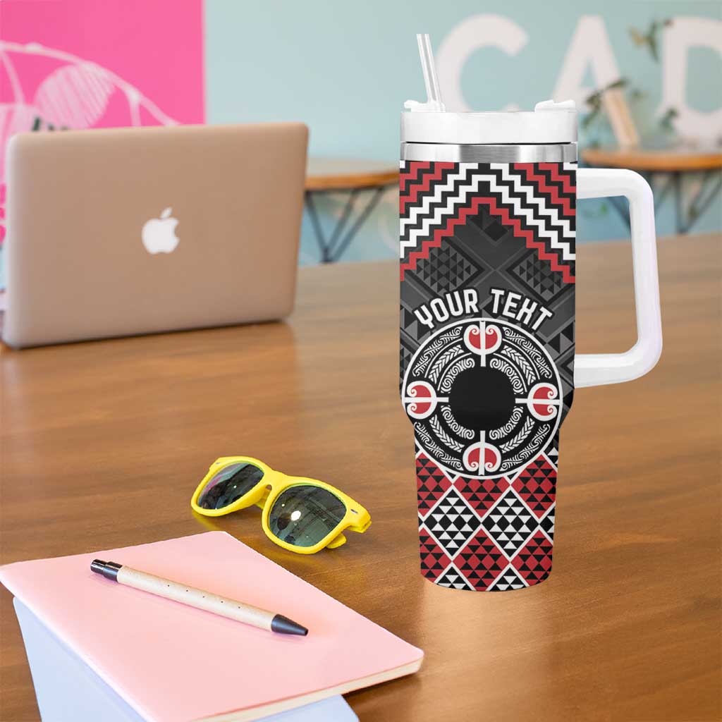 Personalised Aotearoa Niho Taniwha Motif Tumbler With Handle Red Style LT9 - Polynesian Pride